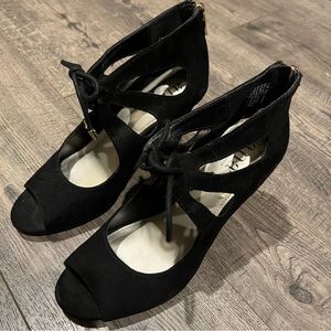 Black peep toe heels